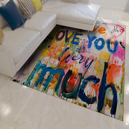 Tapis à poils ras lavable pour entrée et salon dynamique