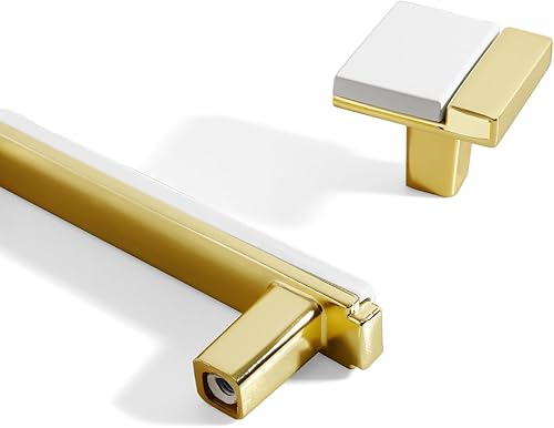 Miniatura 5 de Kcmwsy Paquete de 10 tiradores de gabinete, manijas de gabinete negro mate y dorado brillante, aleación de zinc, herrajes para gabinetes de cocina,