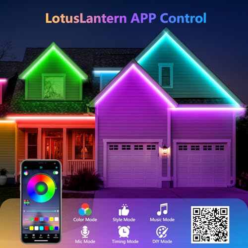 Image of 150Ft Outdoor LED Strip Lights,IP68 Waterproof Color Changing RGB LED Light Strips with IR Remote and APP,24V Music Sync Led Rope Lights,Flexible Outdoor DIY Tape Lights for Balcony Deck Garden-150ft