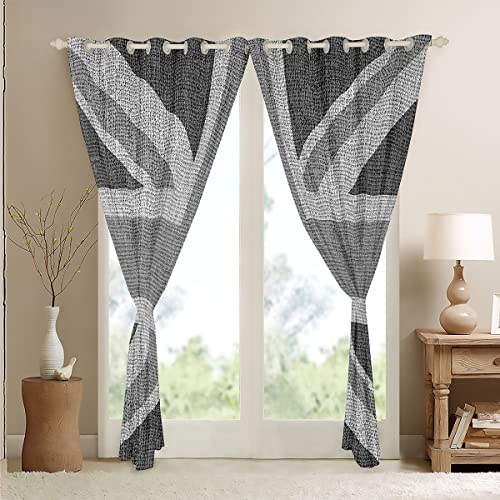 Loussiesd United Kingdom Flag Curtain Union Jack Window Drapes Grey UK Flag Window Curtains for Bedroom Living Room For Kids Adults Geometric Window Treatments,W52*L90 - Image 4