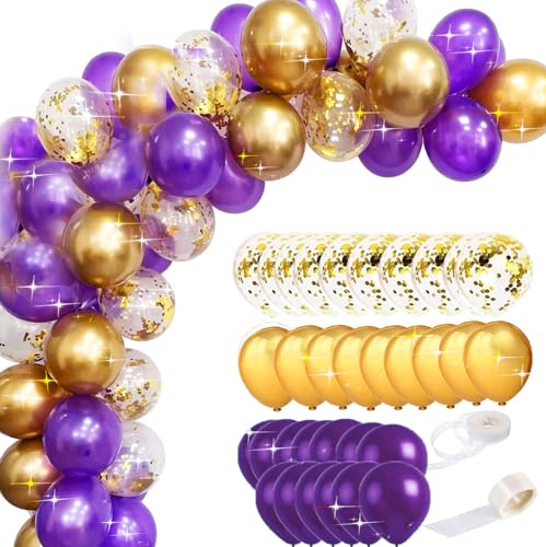 Image of Graduation Party Decorations Purple Gold /Purple Gold Graduation 2026 /Purple Gold Balloons /Eid Mubarak Party Balloon /Birthday Party Decorations Women NYU /LSU Balloons 45 pcs