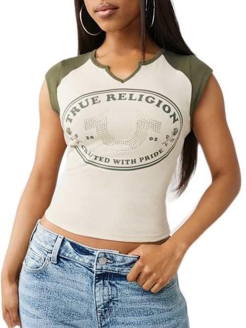 T-shirt True Religion femme pour un look urbain décontracté multicolore XL