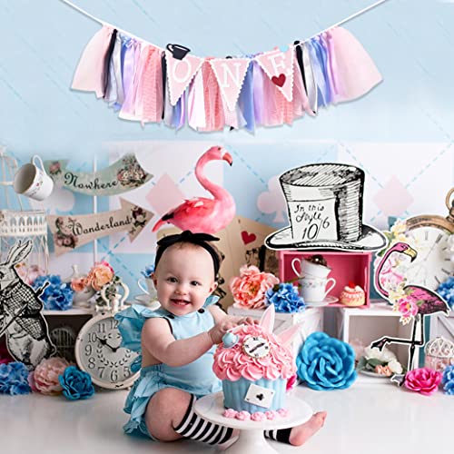 Alice In Wonderland Highchair Banner For Girl - Alice In Wonderland Centerpieces, Alice In Wonderland 1St Bday, Onederland 1St Birthday Girl, Best Booth Photo Props For Baby Shower #TOP4
