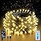 Guijiyi Luci Albero di Natale, 10M 100 LED Luci Natalizie da Esterno ed Interno a Batteria Ricaricabile, 8 Modalità con Funzione Memoria e Telecomando Catena Luminosa per Giardino Balcone Casa Festa