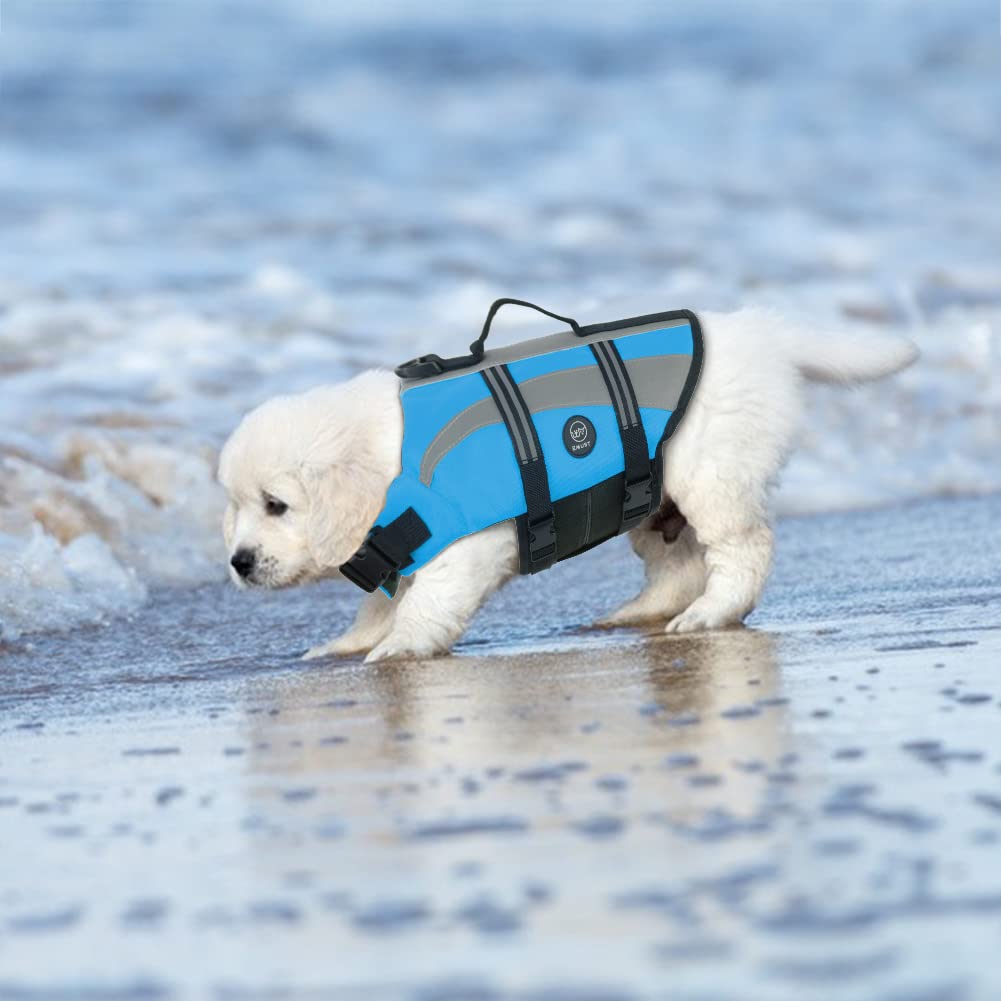 Adjustable Dog Life Jacket with Rescue Handle EMUST Dog Life Vests Dog