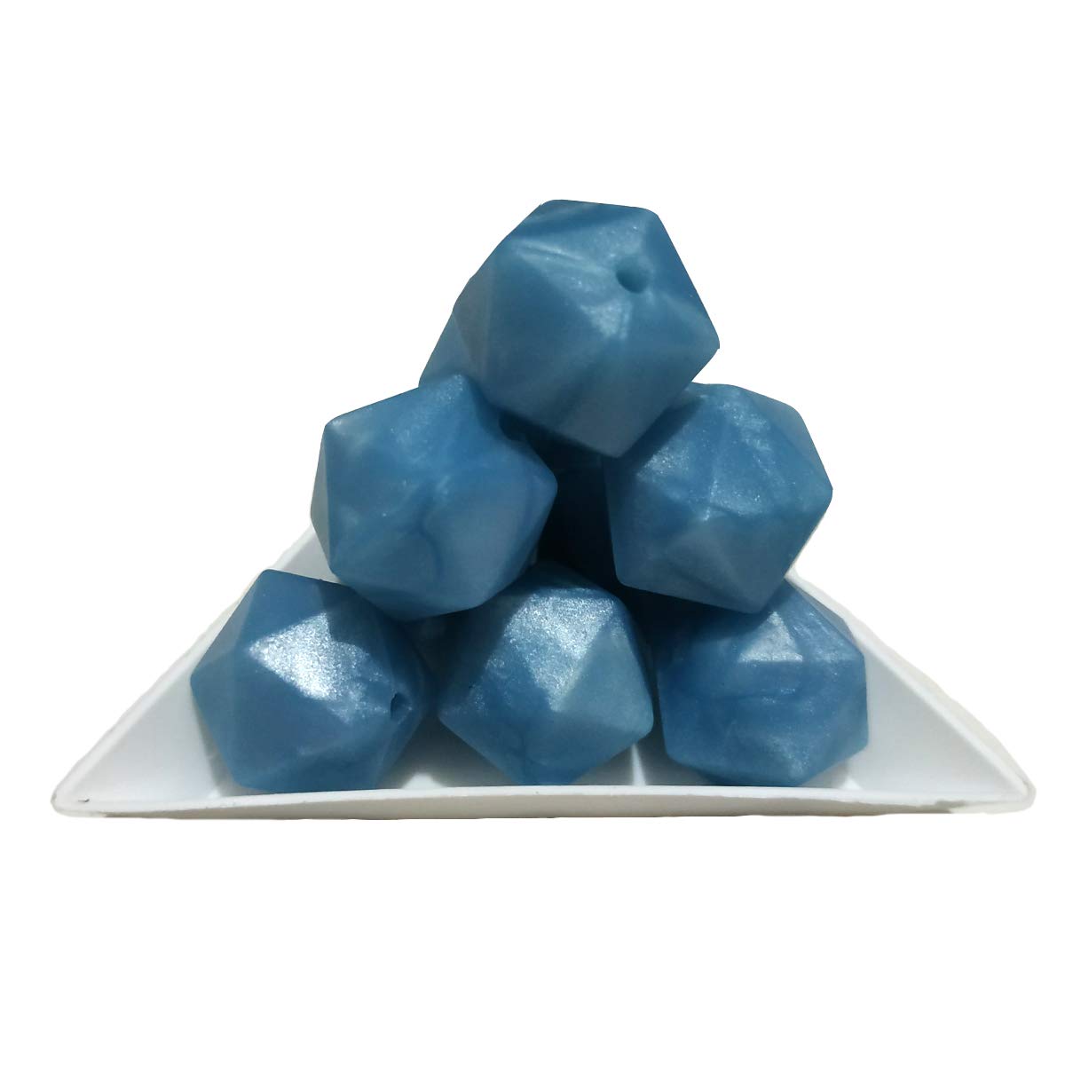 Alenybeby 50pcs 14mm Silicone Polygon Pearl Beads for Pen Silicone Geometric Icosahedron Shape Beads Hexagon Bulk Bead for Keychain DIY Mom Woman Lanyards Craft Jewelry Making