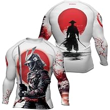 Samurai Mens Long Sleeve Base Layer Compression Rash Guard MMA BJJ Jiu Jitsu Grappling Muay Thai No Gi Training