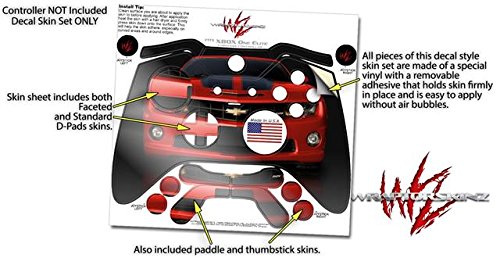 Miniatura 3 de 2010 Chevy Camaro Victory Red - Black Stripes on Black - WraptorSkinz Decal Style Vinyl Skin Wrap compatible with XBOX One ELITE Wireless Controller