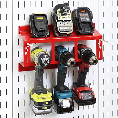 Support outils électriques Wall Control rouge pour rangement perceuse et batterie - 4