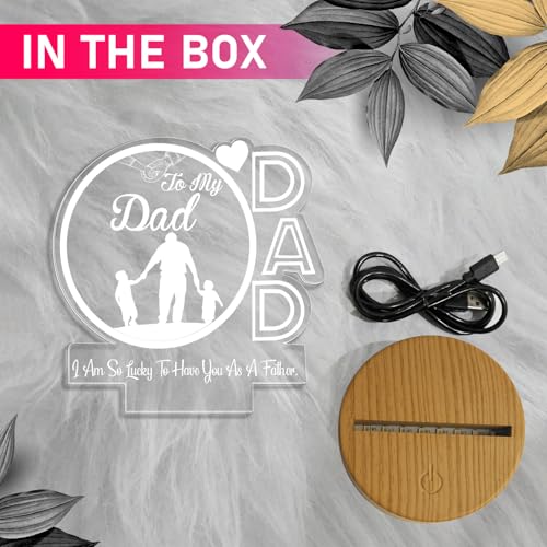 Image of Gift Me Bazar to My Dad Acrylic Led Night Lamp with Warm White Light & On /Off Touch Button | USB Powered | Birthday Gift for Dad | Fathers Day Gift | Express Your Love for Dad