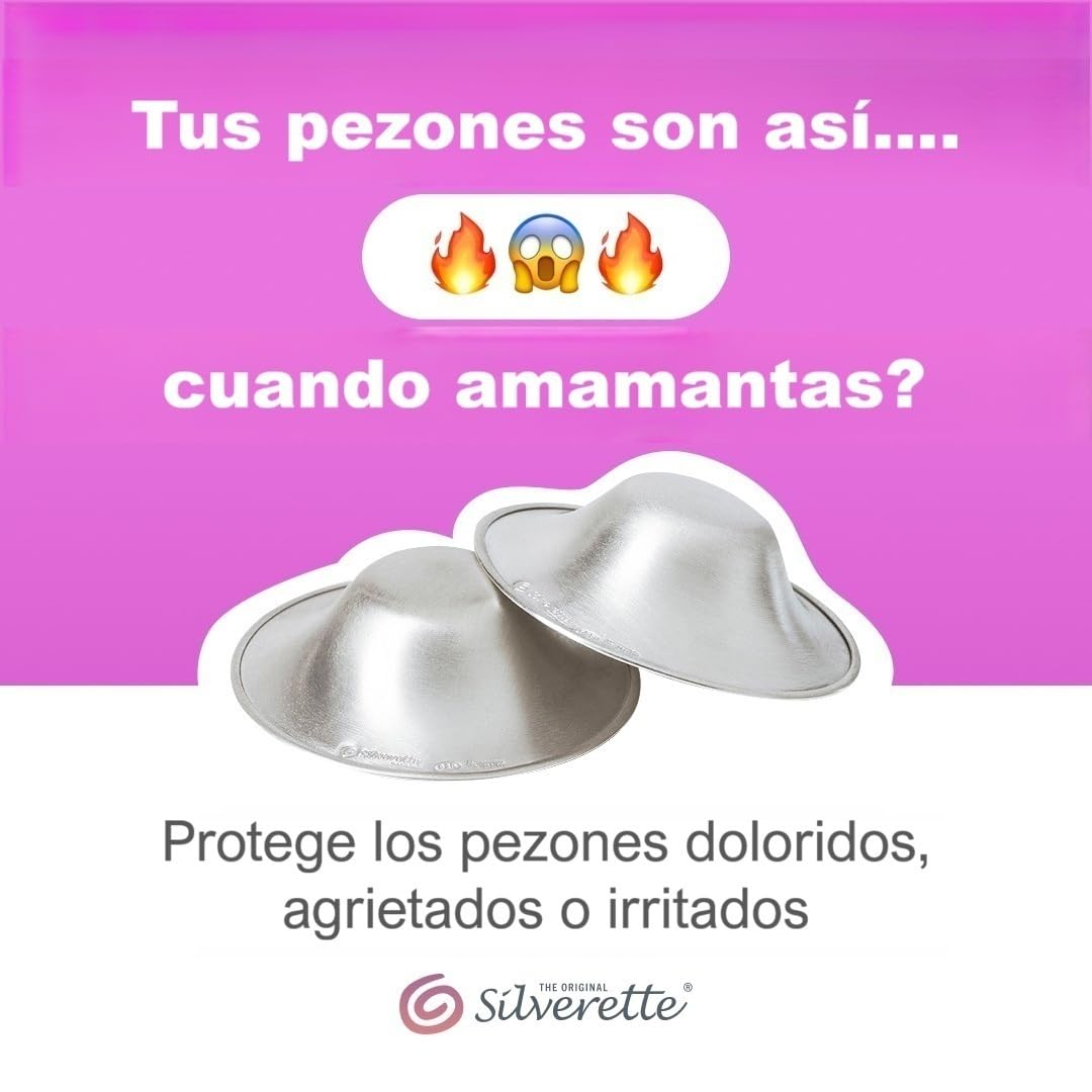 Silverette The Original - Pezones de plata 925 para una protección eficaz del pezón durante la lactancia - Forma anatómica con ápice redondeado - 1 Paquete de 2 piezas