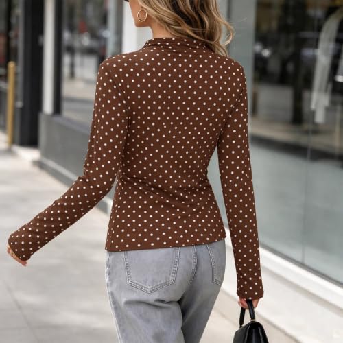 Long Sleeve Shirts for Women Mock Neck Asymmetrical Business Casual Tops - image 5