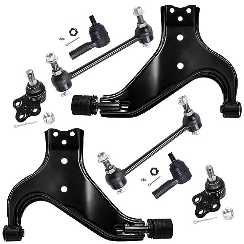 Image of Detroit Axle - 8pc Front End Kit for 96-04 Nissan Pathfinder, 97-03 Infiniti QX4, Lower Control Arms Outer Tie Rod Ends Sway Bars Ball Joints 1996 1997 1998 1999 2000 2001 2002 2003 2004 Replacement
