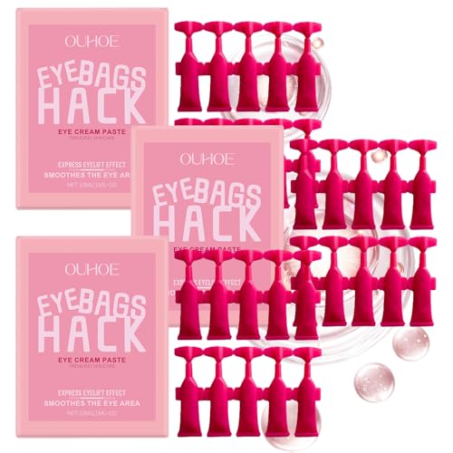 30Pcs Eye Bag Hack Augenringe Entfernen Augencreme Gegen Tränensäcke Falten und Augenringe Anti Aging Straffende & Glatte Augen Wiederverschließbare(30x1ml)