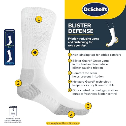 Dr. Scholl's Men's Advanced Relief Blisterguard Socks-2 & 3 Pair Packs-Non-Binding Cushioned Comfort2