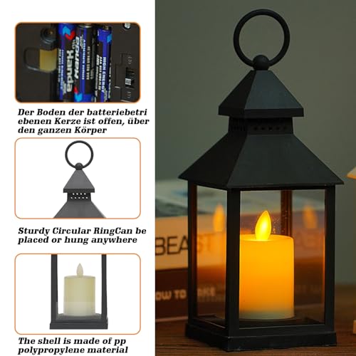 WIYETY Kerzenlaterne aus Glas: Laternen für Draußen mit LED Kerze, Vintage Design und Flammeneffekt, Gartenlaterne für Draußen, Säulenkerzenhalter, Halloween, Weihnachtstag, Kerzenhalter, Friedhof – Bild 4