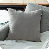 Topfinel Chenille-Kissenbezüge, weich, groß, quadratisch, dekorativ, für Wohnzimmer, Sofa, Schlafzimmer, 80 x 80 cm, Grau, 1 Stück