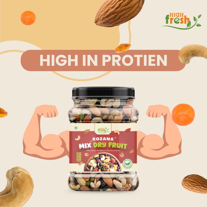 HighFresh Rozana Premium Mixed Dry Fruits 1000GM | Healthy Trail Mix and Seed Panchmeva | Walnut, Almond, Cashews, Mix Fruits, Dates, Black & Green Raisins, Sunflower, Pumpkin Seeds - Image 2 thumbnail