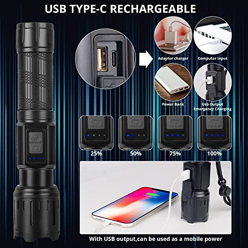 MeliInma 100000 Lumen Rechargeable Flashlight, LED Flashlights High Lumens, Super Bright Flash Light, High Powered… - Image 7