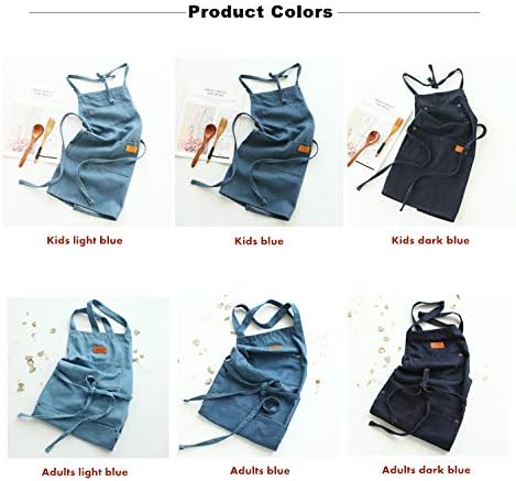 Miniatura 6 de Delantal de mezclilla a juego para niños y adultos, niños de 3 a 7 años, 8 a 12 años, cocina, jardinería, pintura, barbacoa