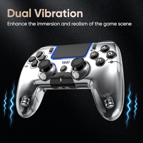 Image of BETMI Wireless Controller for PS5, Pro /Slim /MAC /PC, Metallic Silver | Gamepad with Macro /Turbo Function, Dual Vibration, Hall Effect Joysticks, 6-Axis Gaming Controller with Speaker, 3.5mm Jack