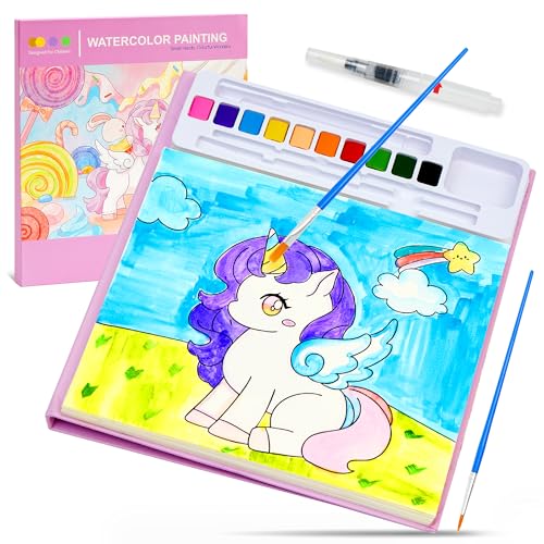 Paint with Water Coloring Books for Toddlers - Watercolor Painting Book Sets for Kids Ages 3-5 4-8 24 Pages Total DIY Arts & Crafts Drawing Activities Books Toy Birthday Gift for Boys Girls (Unicorn)