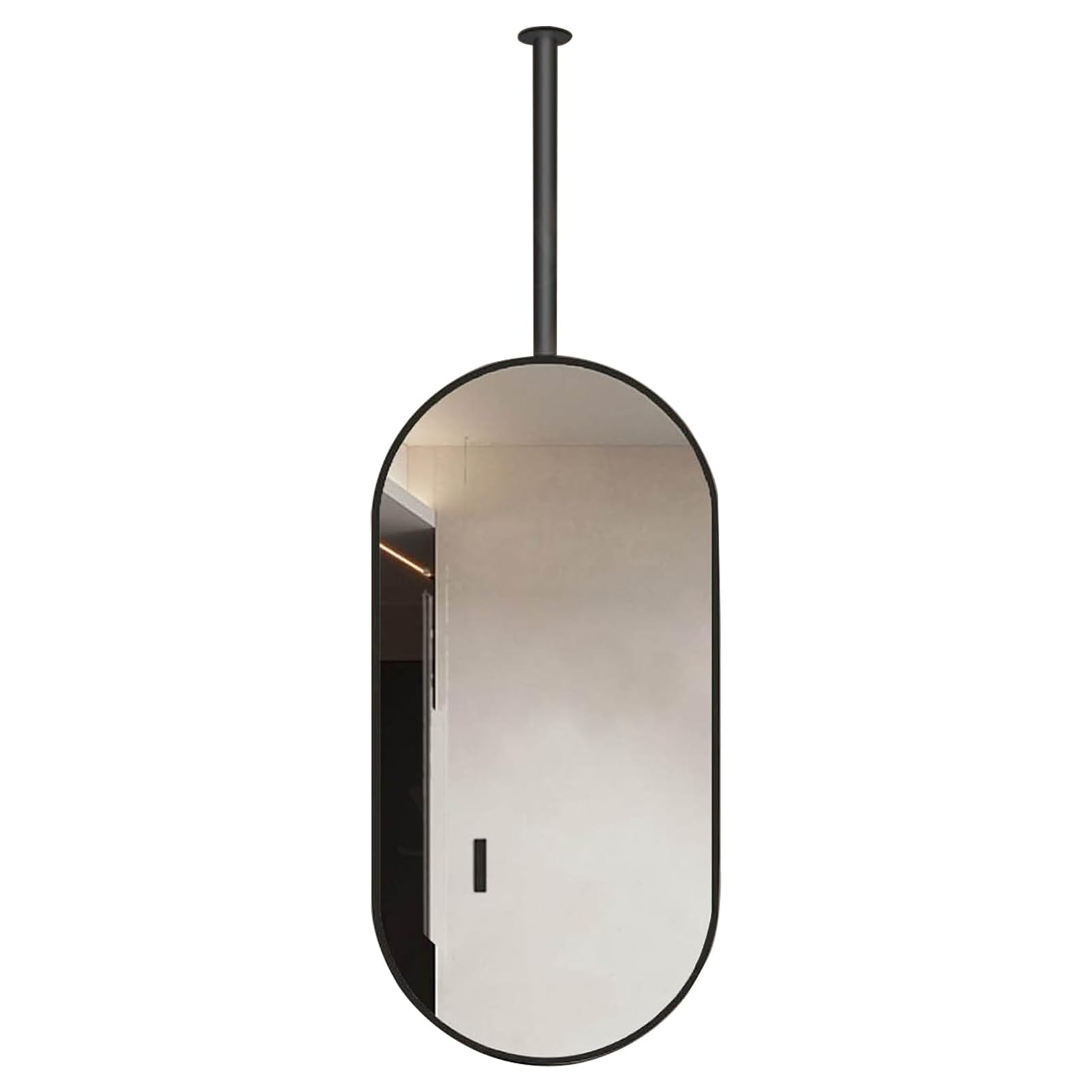 FGXHHS Black Oval Mirror, Metal Frame Bathroom Vanity Mirror Ceiling Mount Decor Mirrors for Bedroom/Entryway/Living Room(50cmx80cm)