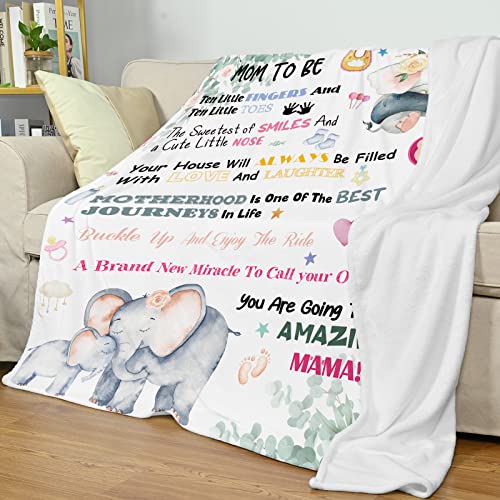 Domgoge New Mom Gifts to Be Mum Blanket Throw with Elephant Fleece Flannel First Time Promoted Mother Pregnancy for Postpartum Gender Reveal Mother's Day 130x152 cm - Image 3