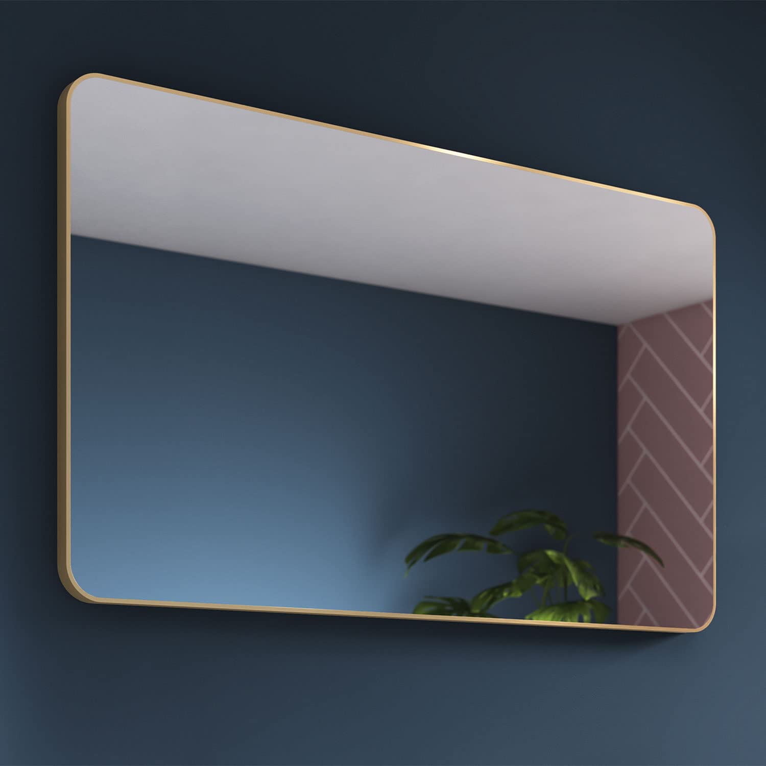 Pebble Grey Brushed Brass Bathroom Mirror 1000x600mm - Jett Rotatable Bathroom Wall Mirror, Aluminium Framed Wall Mounted Vanity Bedroom Mirrors, Rectangular Mirrors for Living Room, and Hallways