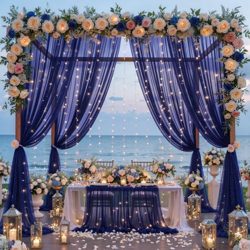 Fondo fotográfico azul marino 10x10 pies con luces miniatura 3