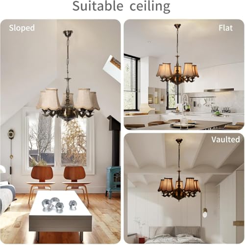 Image of Devansh 05 Lights Beige Vintage Shade with Antique Golden Chandelier -N