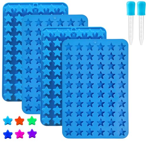 Star Silicone Candy Molds - 240 Cavity Mold Set with Droppers 2-Pack Circle Molds for Gummies Chocolate Hard Candy Caramels Ice Cubes BPA Free Non-Stick Baking Molds