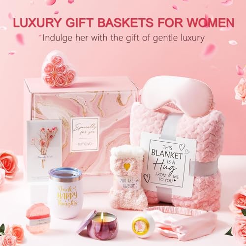 Image of Birthday Gifts for Women Spa Baskets Self Care Package Get Well Soon Gifts | Thinking of You Relaxing Rose Spa Gift Set, Sympathy Christmas Unique Gifts idea for Women Her Mom Wife Grandma Friend Sister