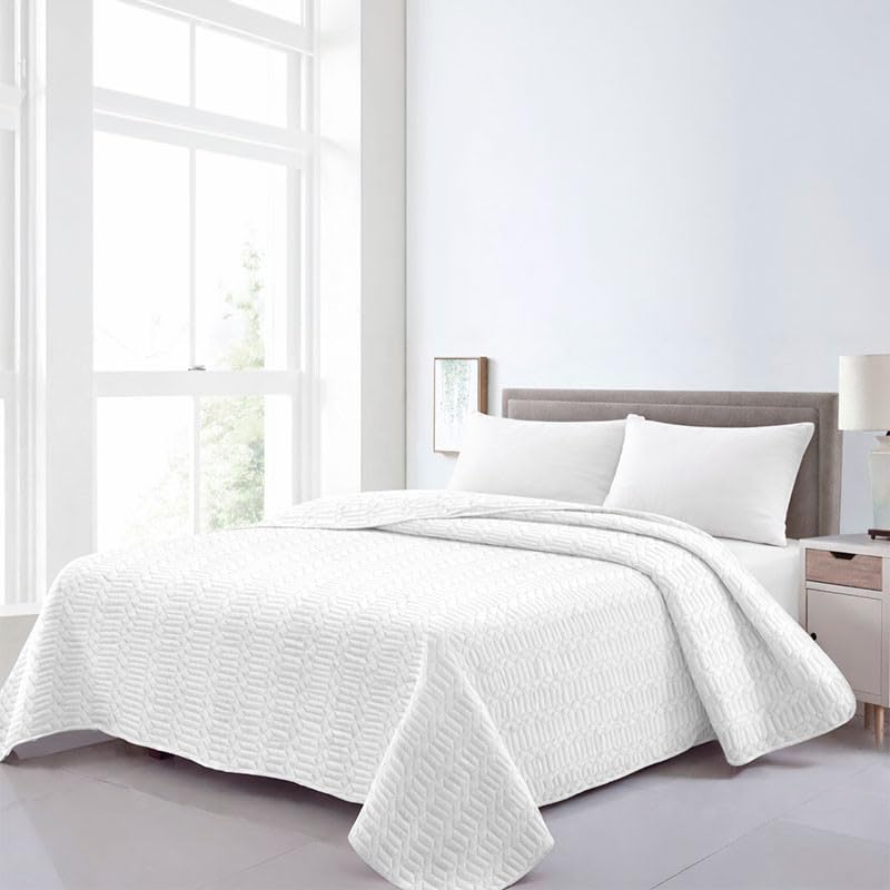 Rufino Díaz Colcha Bouti Hostelería Platón (Blanco - 105 cm) - para una sensación acogedora y de Confort - Tejido Suave, Agradable y Resistente