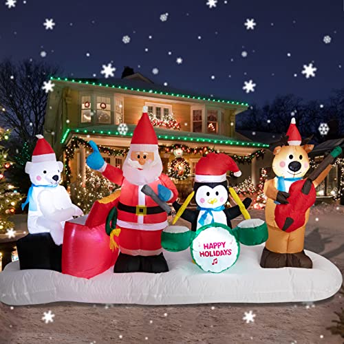 Risenor 9 FT Long Christmas Inflatable Santa Reindeer Penguin Polar Bear Outdoor Decorations, Inflatables Christmas Blows up Yard Decorations with Built-in LED Lights for Party Holiday Outdoor Decor -  22-320
