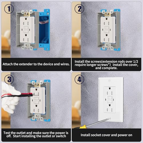 Image of Single Gang Receptacle Outlet Box Extenders 3 /4 inch,Gray,Pack of 1