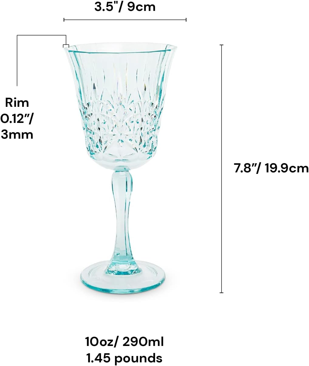 BELLAFORTE Shatterproof Tritan Wine Glass, Set of 4, 10oz - Myrtle Beach Plastic Wine Glasses - Unbreakable Wine Goblets for Indoor and Outdoor Use - BPA Free - Dishwasher Safe - Teal - Image 7