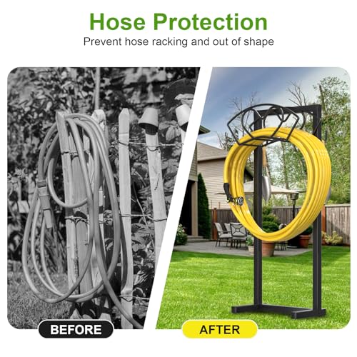 VyGrow Garden Hose Holder - Upgraded Water Heart Hose Holder Holds 150Ft Hose - Freestanding Heavy Duty Hanger Storage Holder - Sturdy 4-legged Hose Reel Rack Stand & Caddy for Outside Yard Lawn - Thumbnail 5