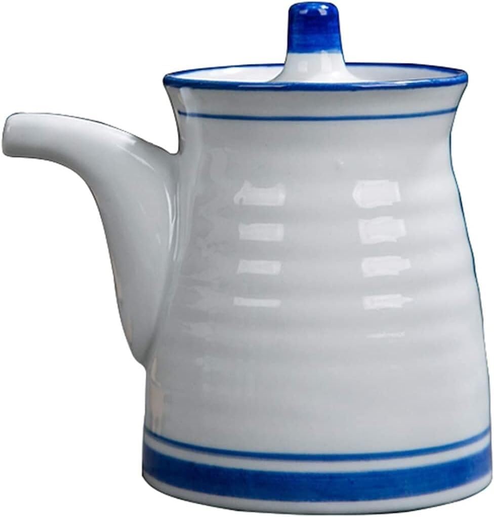 Vinagrera con tapa automática, vinajera para salsa de soja, botella de aceite, botella de vinagre de oliva con tanque de aceite a prueba de fugas, botella de salsa de soja de cerámica, botella de acei