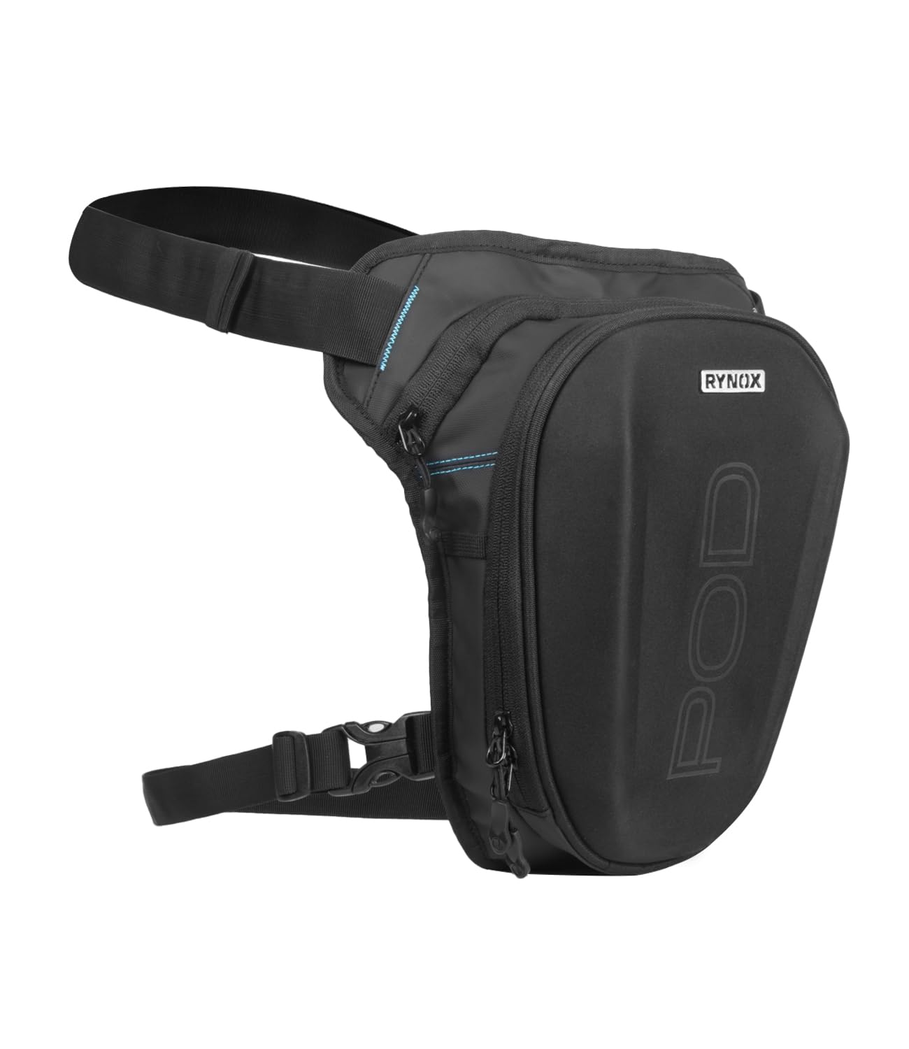 Rynox POD Thigh Bag 5L | Durable Polyester Fabric | Retro- Reflective Trims | Genuine YKK Zippers - Black, 5L-image-32