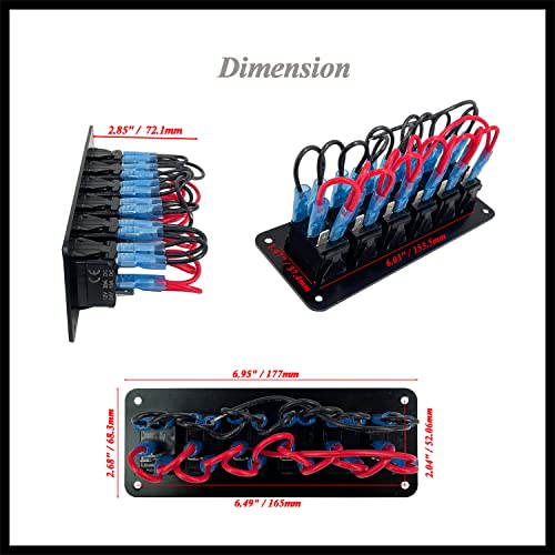 Image of Customize 6 Way UTV Rocker Switch Panel White Led 5 PIN 7Pin ON-Off-ON Switch Panel with Mounting Bracket for Car Marine Yacht RV Camper 12V 24V IP66