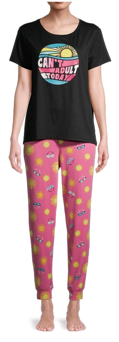 Can't Adult Today Black Soot Jogger Pajama Sleep Set - Medium