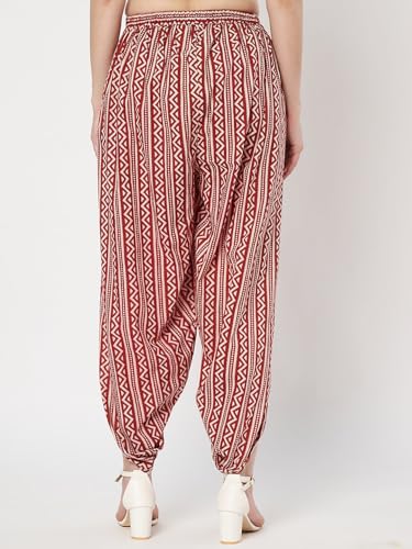 Image of 9rasa Women's Cotton Solid Harem Dhoti Pants for Casual FusionWear Workwear