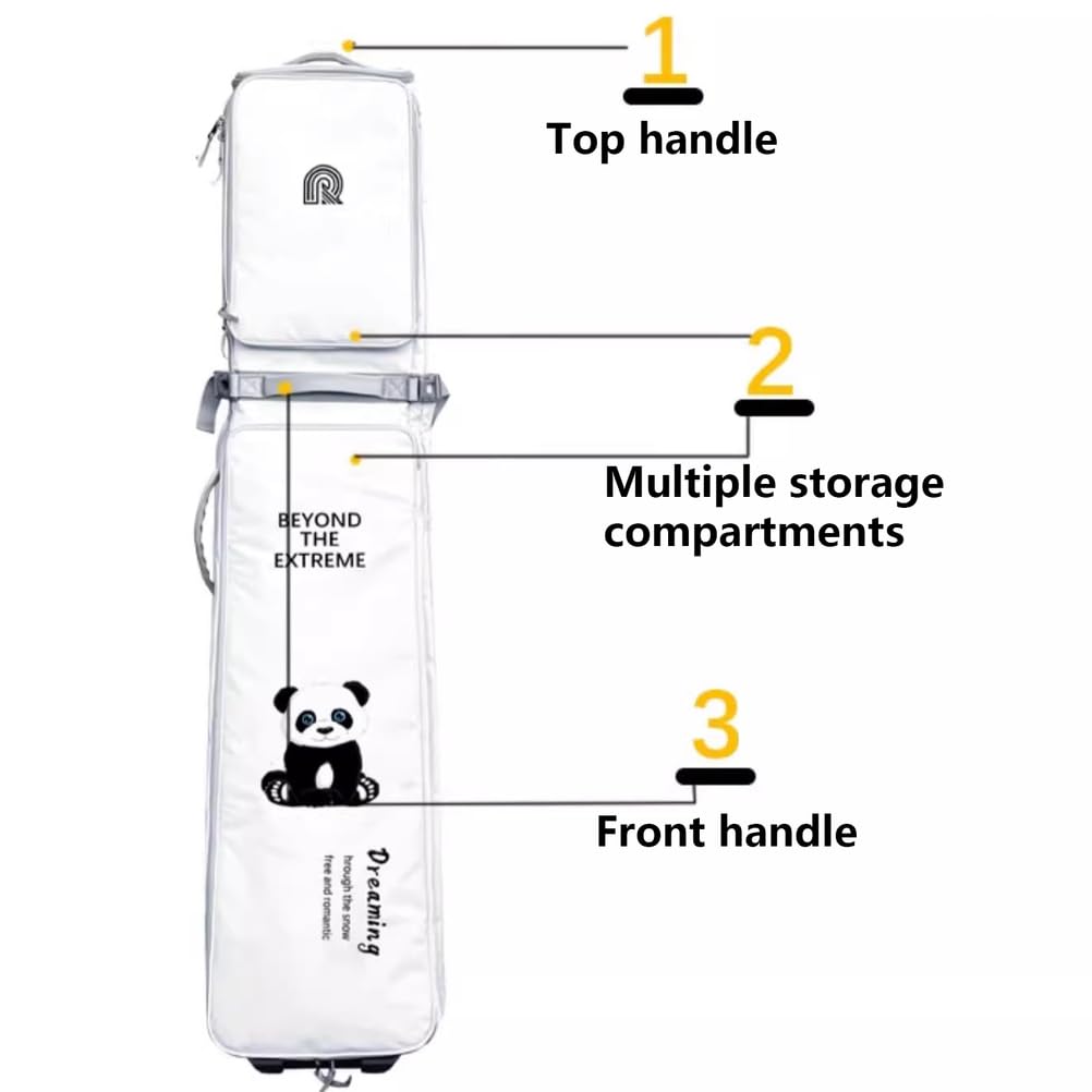 Housse de Skis imperméable à roulettes, Double Housse de Snowboard à roulettes pour Les Voyages en Avion, Extensible de 165 à 177 cm, Convient à Un ou Deux Skis.