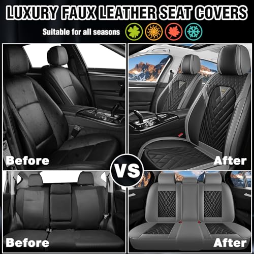 Image of 4Runner Seat Covers Custom Fit for Toyota 4Runner 2000-2026, Waterproof Nappa Leather Car Seat Cover, Comfortable and Anti-Slip Full Set Car Seat Covers(5 Seats /Gray Black)