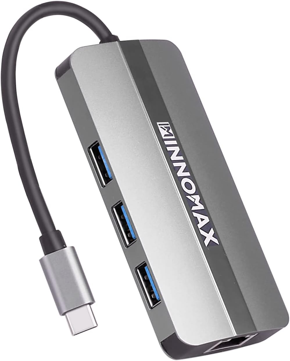 USB C Hub Ethernet, INNOMAX 6 in 1 USB C to USB 3.0 Hub, Multiport Adapter with HDMI 4K 30Hz, 100W Power Delivery, 1000M Ethernet, 3 USB 3.0 5Gbps Fast Data Ports for MacBook Pro Air, iPad and More