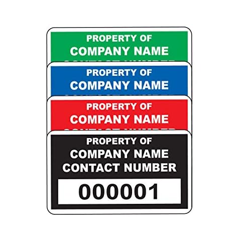 500 Personalised Asset Stickers/Labels. Waterproof Vinyl with a perm Adhesive (Green) Cover