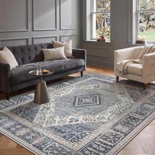 GENIMO Orientalisch Vintage Teppich Dunkelblau Waschbar 200x290 cm – Ansicht 1