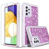 Samsung Galaxy A33 5G Case, [Not Fit A23 /A32 ] with [Tempered Glass Screen Protector Include], Circlemalls Military Grade 12 ft Drop Protection Shockproof Phone Cover with Glitter Spot Diamond- Pink