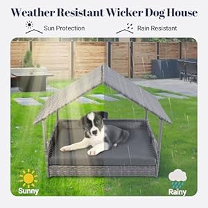   Heeyoo-Wicker-Dog-House-Elevated-Rattan-Dog-Bed-with-Canopy-Large-Dog-House-Outdoor-with-Water-Resistant-Cushion-Outside-Rattan-Dog-House-for-Small-Medium-and-Large-Dogs-with-Protective-Cover